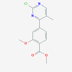 molecular formula C14H13ClN2O3 B8703587 Methyl 4-(2-chloro-5-methylpyrimidin-4-yl)-2-methoxybenzoate 