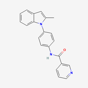 molecular formula C21H17N3O B8703668 3-Pyridinecarboxamide, N-[4-(2-methyl-1H-indol-1-yl)phenyl]- CAS No. 391913-76-1