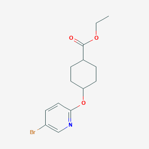 molecular formula C14H18BrNO3 B8703690 Ethyl 4-((5-bromopyridin-2-yl)oxy)cyclohexanecarboxylate 