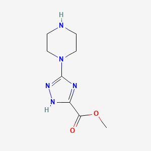 molecular formula C8H13N5O2 B8703696 Methyl 5-(1-piperazinyl)-1H-1,2,4-triazole-3-carboxylate 