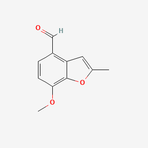 molecular formula C11H10O3 B8703697 2-Methyl-7-methoxybenzofuran-4-carbaldehyde 