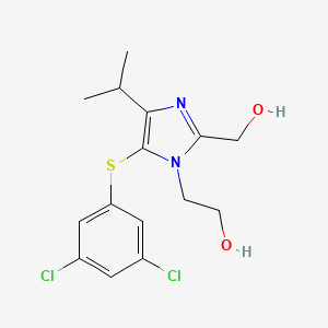 molecular formula C15H18Cl2N2O2S B8703798 1H-Imidazole-1-ethanol, 5-((3,5-dichlorophenyl)thio)-2-(hydroxymethyl)-4-(1-methylethyl)- CAS No. 178980-54-6