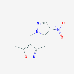 molecular formula C9H10N4O3 B8704513 3,5-dimethyl-4-((4-nitro-1H-pyrazol-1-yl)methyl)isoxazole 