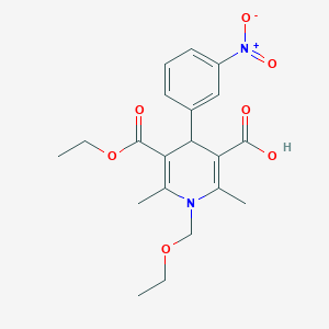 molecular formula C20H24N2O7 B8704573 5-(Ethoxycarbonyl)-1-(ethoxymethyl)-2,6-dimethyl-4-(3-nitrophenyl)-1,4-dihydro-3-pyridinecarboxylic acid 