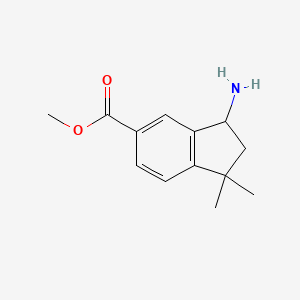 molecular formula C13H17NO2 B8704708 Methyl 3-amino-1,1-dimethyl-2,3-dihydro-1H-indene-5-carboxylate 