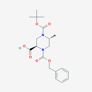 (2R,5R)-1-((Benzyloxy)carbonyl)-4-(tert-butoxycarbonyl)-5-methylpiperazine-2-carboxylic acid