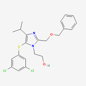 molecular formula C22H24Cl2N2O2S B8705018 1H-Imidazole-1-ethanol, 5-((3,5-dichlorophenyl)thio)-4-(1-methylethyl)-2-((phenylmethoxy)methyl)- CAS No. 178980-53-5