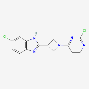 molecular formula C14H11Cl2N5 B8705031 5-chloro-2-(1-(2-chloropyrimidin-4-yl)azetidin-3-yl)-1H-benzo[d]imidazole 