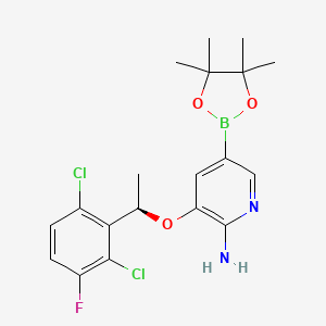 molecular formula C19H22BCl2FN2O3 B8705261 (R)-3-(1-(2,6-Dichloro-3-fluorophenyl)ethoxy)-5-(4,4,5,5-tetramethyl-1,3,2-dioxaborolan-2-yl)pyridin-2-amine 