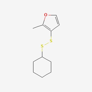 molecular formula C11H16OS2 B8705337 3-(Cyclohexyldisulfanyl)-2-methylfuran CAS No. 61197-12-4