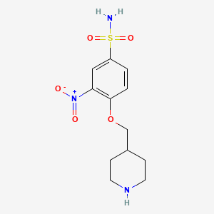 molecular formula C12H17N3O5S B8705771 3-Nitro-4-(piperidin-4-ylmethoxy)benzenesulfonamide 
