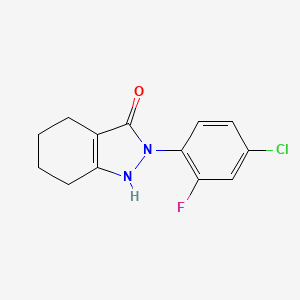 molecular formula C13H12ClFN2O B8705954 2-(4-Chloro-2-fluorophenyl)-1,2,4,5,6,7-hexahydro-3H-indazol-3-one CAS No. 64513-04-8