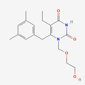 2,4(1H,3H)-Pyrimidinedione, 6-((3,5-dimethylphenyl)methyl)-5-ethyl-1-((2-hydroxyethoxy)methyl)-