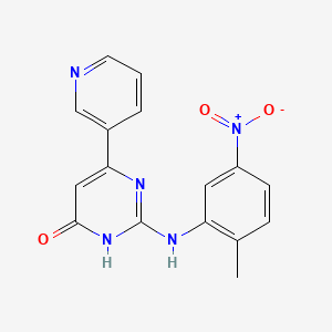 molecular formula C16H13N5O3 B8706562 2-(2-methyl-5-nitroanilino)-4-pyridin-3-yl-1H-pyrimidin-6-one 