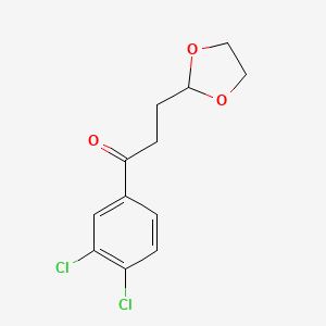 molecular formula C12H12Cl2O3 B8706733 3',4'-Dichloro-3-(1,3-dioxolan-2-yl)propiophenone 