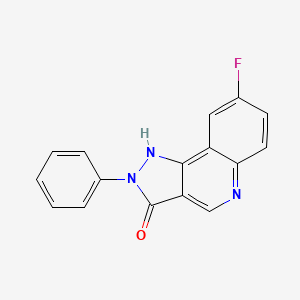 molecular formula C16H10FN3O B8706820 8-Fluoro-2-phenyl-1,2-dihydro-3H-pyrazolo[4,3-c]quinolin-3-one CAS No. 77779-98-7