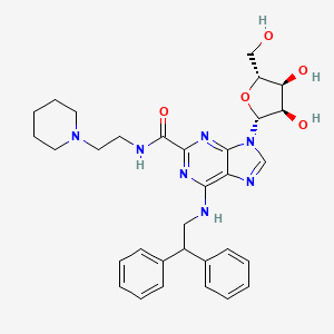 9-((2R,3R,4S,5R)-3,4-Dihydroxy-5-(hydroxymethyl)tetrahydrofuran-2-yl)-6-((2,2-diphenylethyl)amino)-N-(2-(piperidin-1-yl)ethyl)-9H-purine-2-carboxamide