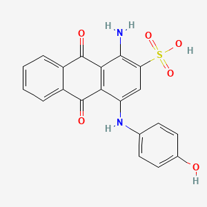 molecular formula C20H14N2O6S B8707661 2-Anthracenesulfonic acid, 1-amino-9,10-dihydro-4-[(4-hydroxyphenyl)amino]-9,10-dioxo- CAS No. 67966-88-5