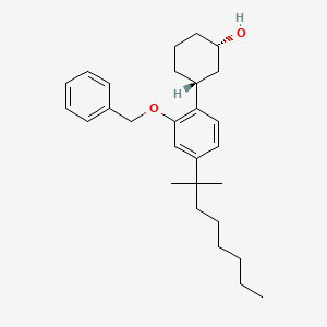 molecular formula C28H40O2 B8707823 Cyclohexanol, 3-[4-(1,1-dimethylheptyl)-2-(phenylmethoxy)phenyl]-, cis- 