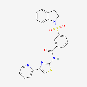 3-(indolin-1-ylsulfonyl)-N-(4-(pyridin-2-yl)thiazol-2-yl)benzamide