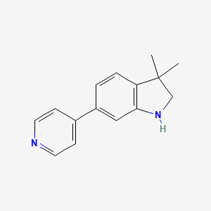 molecular formula C15H16N2 B8709052 3,3-Dimethyl-6-(pyridin-4-yl)indoline 