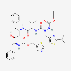 molecular formula C41H55N7O7S2 B8709060 2,3,5,8,13-Pentaazatetradecanedioic acid, 11-hydroxy-6-(1-methylethyl)-3-((2-(1-methylethyl)-4-thiazolyl)methyl)-4,7-dioxo-9,12-bis(phenylmethyl)-, 1-(1,1-dimethylethyl) 14-(5-thiazolylmethyl) ester, (6S-(6R*,9R*,11R*,12R*))- CAS No. 165315-35-5