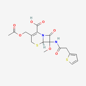 molecular formula C17H18N2O7S2 B8709079 (6R)-3-(Acetoxymethyl)-7-methoxy-8-oxo-7-(2-thienylacetamido)-5-thia-1-azabicyclo(4.2.0)oct-2-ene-2-carboxylic acid CAS No. 50268-65-0