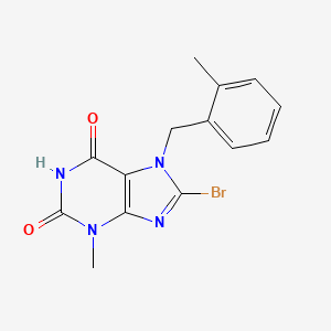 molecular formula C14H13BrN4O2 B8709274 8-Bromo-3-methyl-7-(2-methylbenzyl)-3,7-dihydropurine-2,6-dione 