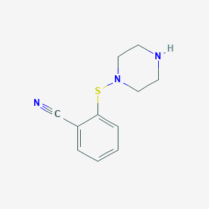 molecular formula C11H13N3S B8709318 2-[(Piperazin-1-yl)sulfanyl]benzonitrile CAS No. 190970-01-5