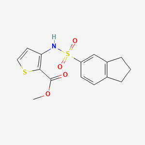 molecular formula C15H15NO4S2 B8709473 Methyl 3-(2,3-dihydro-1H-indene-5-sulfonamido)thiophene-2-carboxylate 