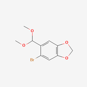 molecular formula C10H11BrO4 B8709481 5-Bromo-6-(dimethoxymethyl)-1,3-benzodioxole CAS No. 74879-22-4