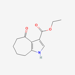 molecular formula C12H15NO3 B8710002 Ethyl 4-oxo-1,4,5,6,7,8-hexahydrocyclohepta[B]pyrrole-3-carboxylate 