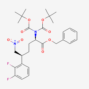 molecular formula C29H36F2N2O8 B8710083 benzyl (5S)-N,N-bis(tert-butoxycarbonyl)-5-(2,3-difluorophenyl)-6-nitro-D-norleucinate 