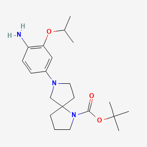 molecular formula C21H33N3O3 B8710187 2-Methylpropan-2-yl 7-[4-amino-3-(propan-2-yloxy)phenyl]-1,7-diazaspiro[4.4]nonane-1-carboxylate 