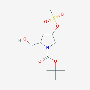 molecular formula C11H21NO6S B8710565 2-(Hydroxymethyl)-4-(methanesulfonyloxy)pyrrolidine-1-carboxylic acid tert-butyl ester 