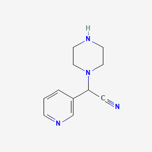 molecular formula C11H14N4 B8710656 2-(Piperazin-1-YL)-2-(pyridin-3-YL)acetonitrile 