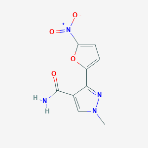 molecular formula C9H8N4O4 B8710985 1-Methyl-3-(5-nitrofuran-2-yl)-1H-pyrazole-4-carboxamide CAS No. 61620-76-6