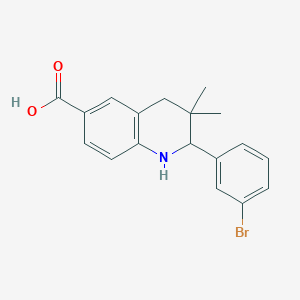 molecular formula C18H18BrNO2 B8711154 2-(3-Bromophenyl)-3,3-dimethyl-1,2,3,4-tetrahydroquinoline-6-carboxylic acid 