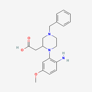 molecular formula C20H25N3O3 B8711176 2-(1-(2-Amino-5-methoxyphenyl)-4-benzylpiperazin-2-yl)acetic acid 