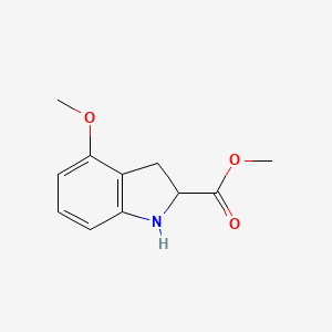 molecular formula C11H13NO3 B8711247 Methyl 4-methoxy-2,3-dihydro-1H-indole-2-carboxylate 