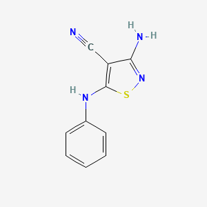 molecular formula C10H8N4S B8711262 3-Amino-5-phenylamino-isothiazole-4-carbonitrile 