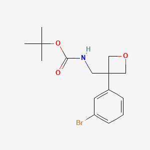 molecular formula C15H20BrNO3 B8711333 tert-butyl N-[[3-(3-bromophenyl)oxetan-3-yl]methyl]carbamate 