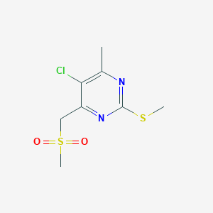 molecular formula C8H11ClN2O2S2 B8711744 5-Chloro-4-methyl-2-(methylsulfanyl)-6-[(methylsulfonyl)methyl]pyrimidine 