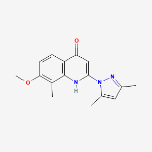 molecular formula C16H17N3O2 B8711783 2-(3,5-Dimethyl-1H-pyrazol-1-yl)-7-methoxy-8-methylquinolin-4-ol CAS No. 923605-20-3