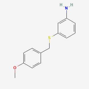 molecular formula C14H15NOS B8712235 3-(4-Methoxy phenylmethylthio)phenylamine 
