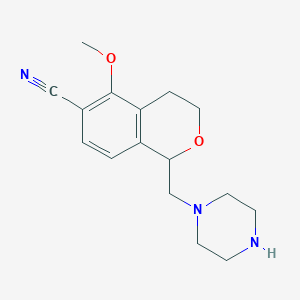 molecular formula C16H21N3O2 B8712415 5-(methyloxy)-1-(piperazin-1-ylmethyl)-3,4-dihydro-1H-isochromene-6-carbonitrile 