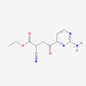 molecular formula C11H12N4O3 B8712534 Ethyl 4-(2-aminopyrimidin-4-yl)-2-cyano-4-oxobutanoate 