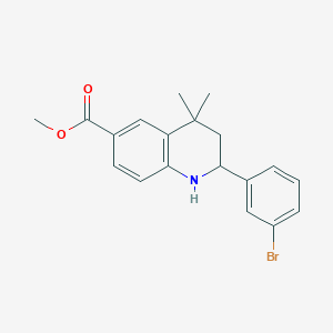 molecular formula C19H20BrNO2 B8712538 Methyl 2-(3-bromophenyl)-4,4-dimethyl-1,2,3,4-tetrahydroquinoline-6-carboxylate 