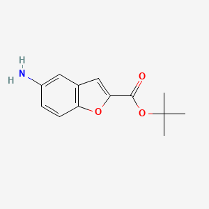 molecular formula C13H15NO3 B8712539 Tert-butyl 5-amino-1-benzofuran-2-carboxylate 