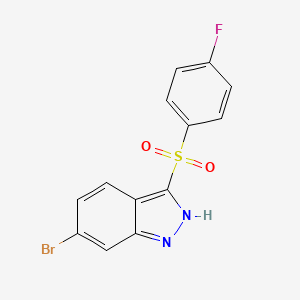 molecular formula C13H8BrFN2O2S B8712557 6-Bromo-3-((4-fluorophenyl)sulfonyl)-1H-indazole CAS No. 651780-37-9